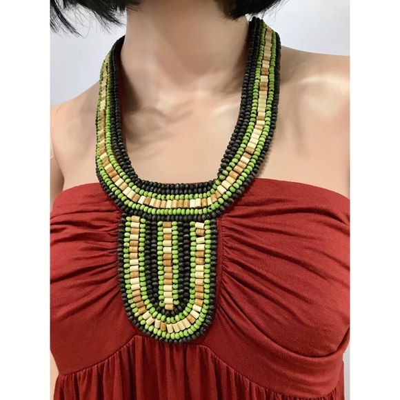 NWT A.N.A. Beaded Halter Maxi Dress - Picture 2 of 6